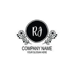 RJ initial hand drawn wedding monogram logos