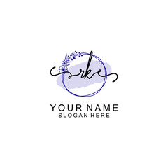 Initial RK beauty monogram and elegant logo design  handwriting logo of initial signature