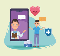 doctor and patient in smartphone