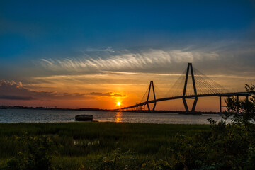 Bridge sunset silhouette