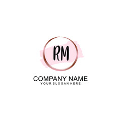 RM Initial handwriting logo vector. Hand lettering for designs