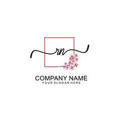 Initial RN beauty monogram and elegant logo design  handwriting logo of initial signature