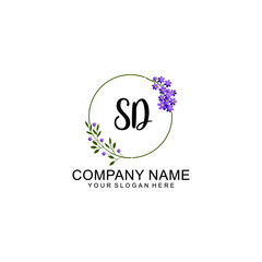 SD Initial handwriting logo vector. Hand lettering for designs