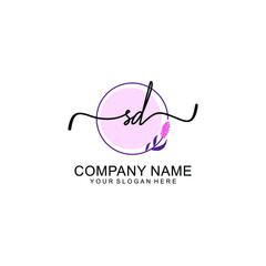 Initial SD beauty monogram and elegant logo design  handwriting logo of initial signature