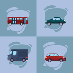 four cars vehicles