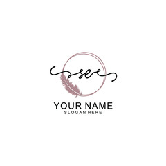 Initial SE beauty monogram and elegant logo design  handwriting logo of initial signature