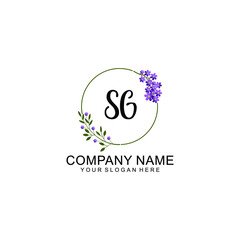 SG Initial handwriting logo vector. Hand lettering for designs
