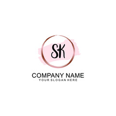 SK Initial handwriting logo vector. Hand lettering for designs