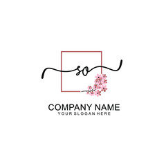 Initial SO beauty monogram and elegant logo design  handwriting logo of initial signature