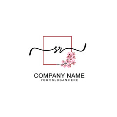 Initial SR beauty monogram and elegant logo design  handwriting logo of initial signature