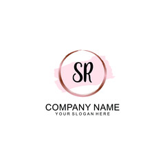 SR Initial handwriting logo vector. Hand lettering for designs
