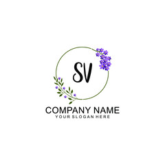 SV Initial handwriting logo vector. Hand lettering for designs