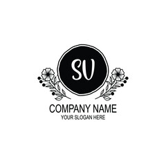 SV initial hand drawn wedding monogram logos