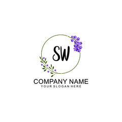SW Initial handwriting logo vector. Hand lettering for designs