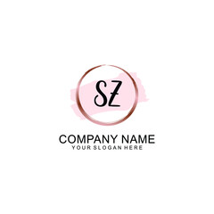 SZ Initial handwriting logo vector. Hand lettering for designs