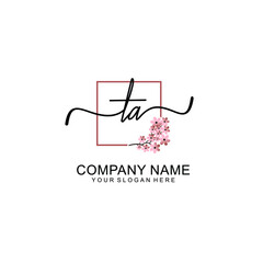 Initial TA beauty monogram and elegant logo design  handwriting logo of initial signature