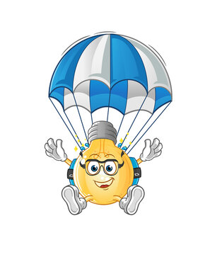 recommend clip art: bulb skydiving character. cartoon mascot vector
