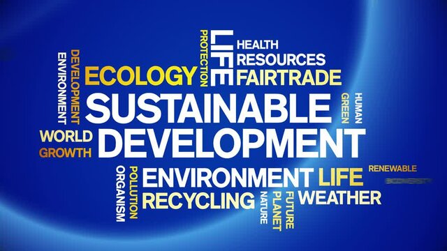 4k Sustainable Development Animated Tag Word Cloud;Text Design Animation typography seamless loop.