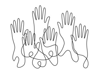 シンプルなイラスト　手を上げる　繋がり