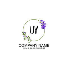 UY Initial handwriting logo vector. Hand lettering for designs
