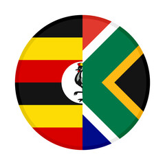 round icon with uganda and south africa flags. vector illustration isolated on white background