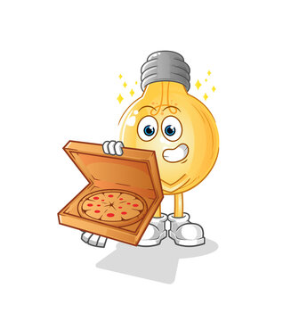 recommend clip art: bulb pizza delivery boy vector. cartoon character