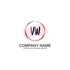 VW Initial handwriting logo vector. Hand lettering for designs