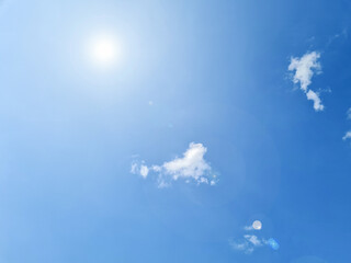 blue sky background and the clouds with the sunlight shining