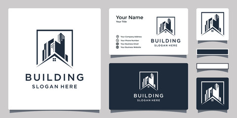 Building construction, Apartment logo design inspiration, logo design and business cards