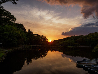 sunset over lake