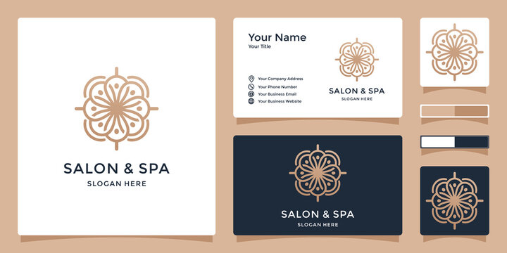 Floral logo design in floral line art and business card style