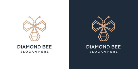 diamond and bee logo template