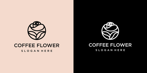 flower and coffee logo template