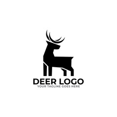 Deer silhouette standing vector logo template on white background. Vector logo Illustration.