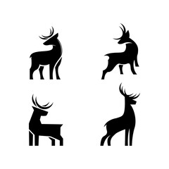 Deer silhouette standing vector logo template on white background. Vector logo Illustration.