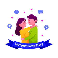 Vector ilustration cards for valentines day. Couple in love, boy and girl on a date, wedding, propose.	