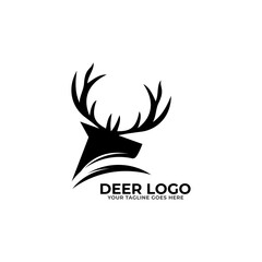 Deer silhouette standing vector logo template on white background. Vector logo Illustration.