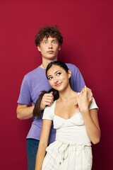 young man and girl summer style posing fashion emotions Youth style