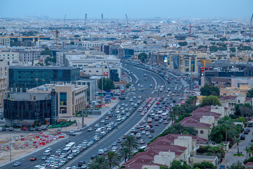 Fototapeta premium Aerial View of Salwa Road C Ring Road Doha Qatar 