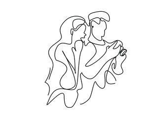 The couple who took a photo together examines the photos they took. woman surprised by the photo taken