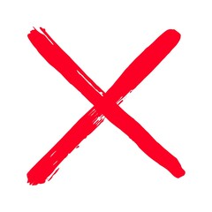 Dirty grunge hand drawn with brush strokes cross x vector illustration icon. Cross mark wrong symbol graphic design. Check mark symbol NO button for vote in check box, web, etc.