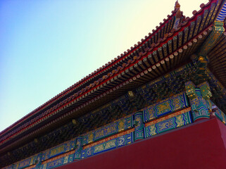 Fototapeta na wymiar Detail of an imperial palace roof in Beijing