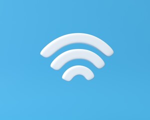 3D Wi-Fi icon. Wi-Fi symbol for web, internet. Wi-Fi hotspot zone.  
The concept of wireless connection technology. 3D rendering illustration.
