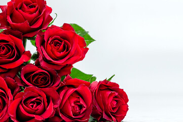 Lovely bouquet of red roses. Valentine's Day and International Women's Day