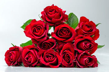 Lovely bouquet of red roses. Valentine's Day and International Women's Day