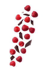 Falling raspberries and chocolate chips