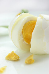 boiled egg on a white background close-up