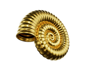 Golden sea shell isolated on white background. 3d rendering