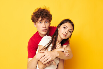 teenagers Friendship posing hugs together Lifestyle unaltered