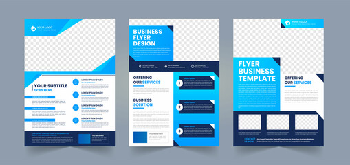 Gradient business flyer pamphlet brochure or poster design set a4 layout space with editable photo background template
